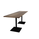 Proof 30" x 96" Rectangle Pedestal Counter Table with Square Steel Base Pair Solid Wood Top