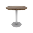 Proof 30" Dia Round Pedestal Cafe Table with Round Steel Base Solid Wood Top