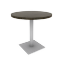 Proof 30" Dia Round Pedestal Cafe Table with Square Steel Base Solid Wood Top