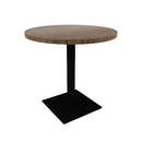 Proof 30" Dia Round Pedestal Cafe Table with Square Steel Base Solid Wood Top