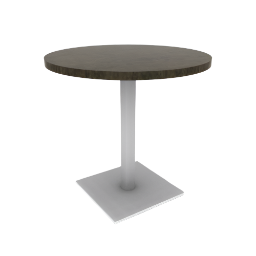 Proof 30" Dia Round Pedestal Cafe Table with Square Steel Base Solid Wood Top