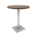 Proof 30" Round Pedestal Counter Table with Square Steel Base Solid Wood Top