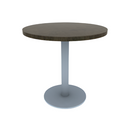 Proof 30" Dia Round Pedestal Cafe Table with Round Stainless Steel Base Solid Wood Top