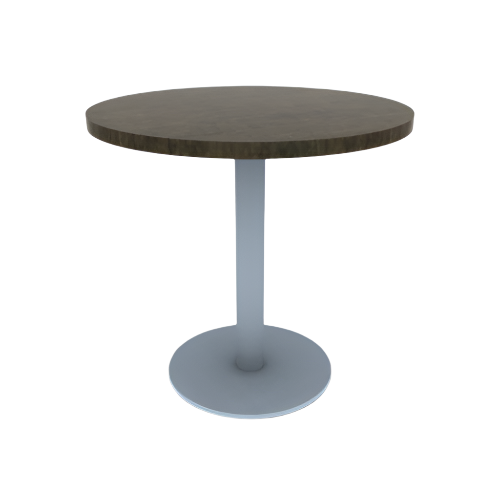 Proof 30" Dia Round Pedestal Cafe Table with Round Stainless Steel Base Solid Wood Top