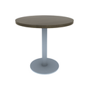 Proof 30" Dia Round Pedestal Cafe Table with Round Stainless Steel Base Solid Wood Top
