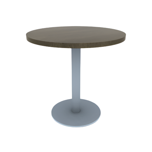 Proof 30" Dia Round Pedestal Cafe Table with Round Stainless Steel Base Solid Wood Top