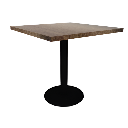 Proof 30" Square Pedestal Cafe Table with Cast Iron Round Base Solid Wood Top