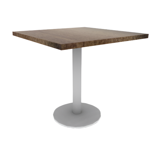 Proof 30" Square Pedestal Cafe Table with Cast Iron Round Base Solid Wood Top