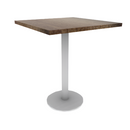Proof 30" Square Pedestal Counter Table with Round Base Solid Wood Top