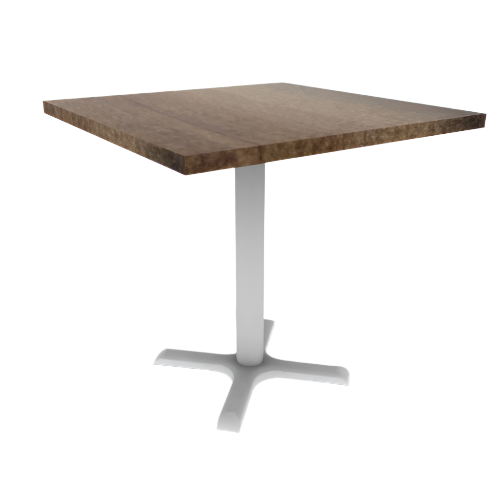 Proof 30" Square Pedestal Cafe Table with Cast Iron X-Base Solid Wood Top