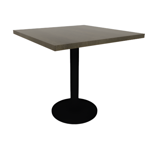 Proof 30" Square Pedestal Cafe Table with Round Steel Base Solid Wood Top