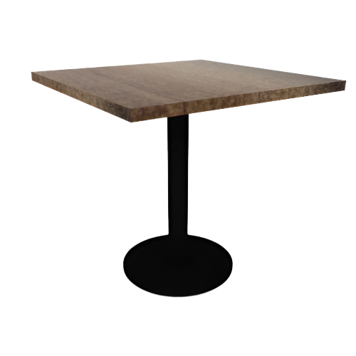 Proof 30" Square Pedestal Cafe Table with Round Steel Base Solid Wood Top