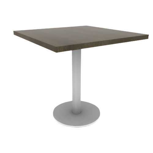 Proof 30" Square Pedestal Cafe Table with Round Steel Base Solid Wood Top