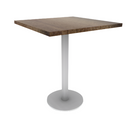 Proof 30" Square Pedestal Counter Table with Round Steel Base Solid Wood Top