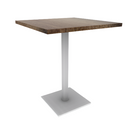 Proof 30" Square Pedestal Counter Table with Square Steel Base Solid Wood Top