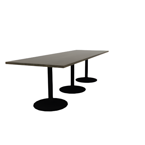 Proof 36" x 108" Rectangle Pedestal Cafe Table with Round Base Set of 3 Solid Wood Top