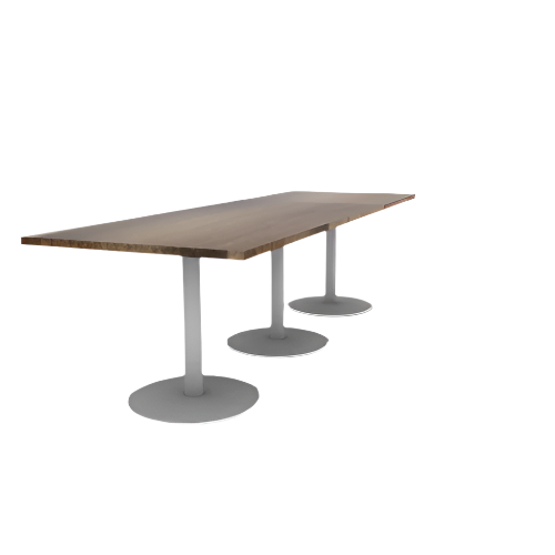 Proof 36" x 108" Rectangle Pedestal Cafe Table with Round Base Set of 3 Solid Wood Top