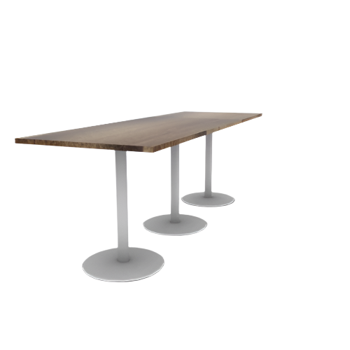 Proof 36" x 108" Rectangle Pedestal Counter Table with Round Base Set of 3 Solid Wood Top