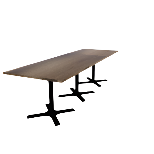 Proof 36" x 108" Rectangle Pedestal Cafe Table with X-Base Set of 3 Solid Wood Top