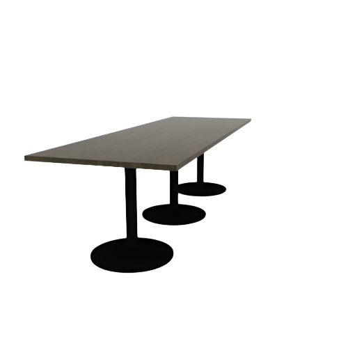 Proof 36" x 108" Rectangle Pedestal Cafe Table with Round Steel Base Set of 3 Solid Wood Top