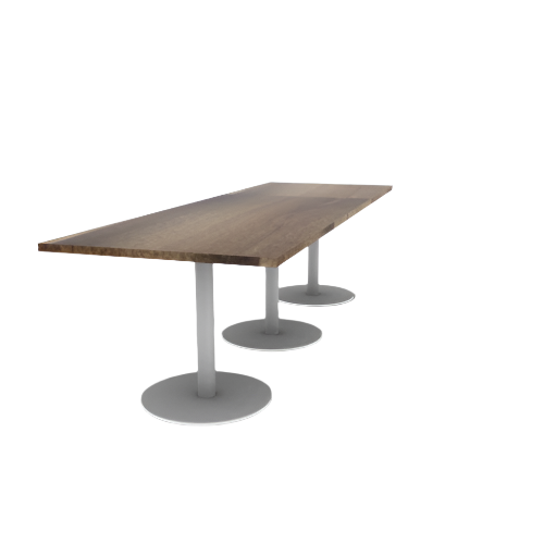 Proof 36" x 108" Rectangle Pedestal Cafe Table with Round Steel Base Set of 3 Solid Wood Top