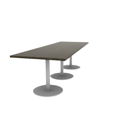 Proof 36" x 108" Rectangle Pedestal Cafe Table with Round Steel Base Set of 3 Solid Wood Top