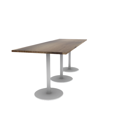 Proof 36" x 108" Rectangle Pedestal Counter Table with Round Steel Base Set of 3 Solid Wood Top