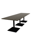 Proof 36" x 108" Rectangle Pedestal Cafe Table with Square Steel Base Set of 3 Solid Wood Top