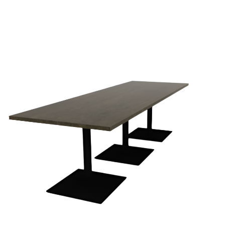 Proof 36" x 108" Rectangle Pedestal Cafe Table with Square Steel Base Set of 3 Solid Wood Top