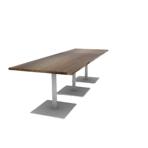 Proof 36" x 108" Rectangle Pedestal Cafe Table with Square Steel Base Set of 3 Solid Wood Top