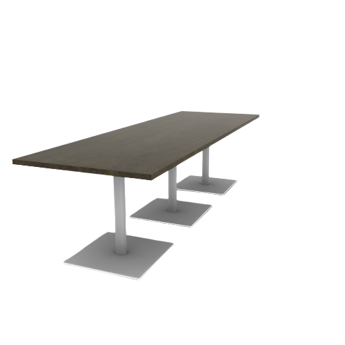 Proof 36" x 108" Rectangle Pedestal Cafe Table with Square Steel Base Set of 3 Solid Wood Top