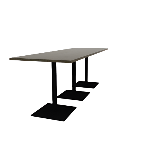 Proof 36" x 108" Rectangle Pedestal Counter Table with Square Steel Base Set of 3 Solid Wood Top