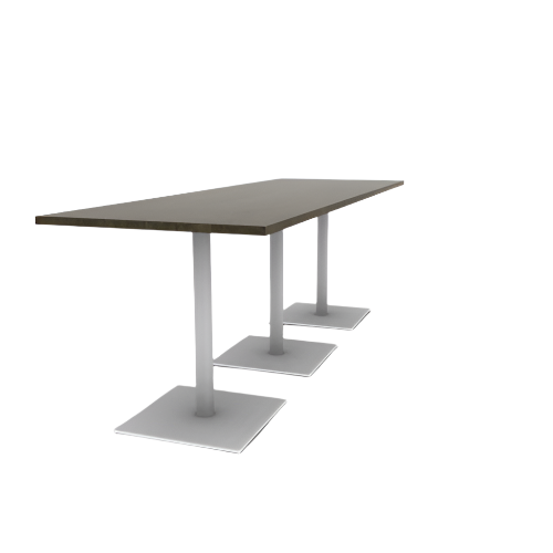 Proof 36" x 108" Rectangle Pedestal Counter Table with Square Steel Base Set of 3 Solid Wood Top