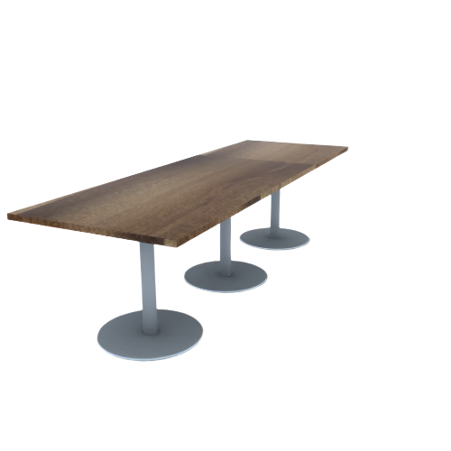 Proof 36" x 108" Rectangle Pedestal Cafe Table with Round Stainless Steel Base Set of 3 Solid Wood Top