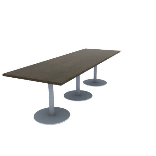 Proof 36" x 108" Rectangle Pedestal Cafe Table with Round Stainless Steel Base Set of 3 Solid Wood Top