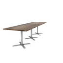 Proof 36" x 120" Rectangle Pedestal Cafe Table with X-Base Set of 3 Solid Wood Top