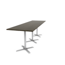 Proof 36" x 120" Rectangle Pedestal Counter Table with X-Base Set of 3 Solid Wood Top