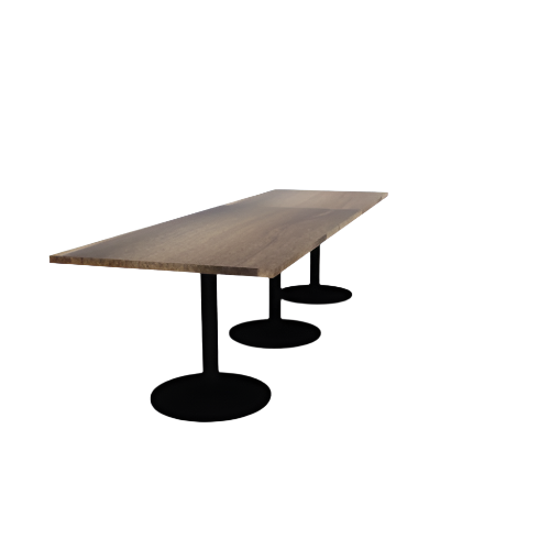 Proof 36" x 120" Rectangle Pedestal Cafe Table with Round Steel Base Set of 3 Solid Wood Top