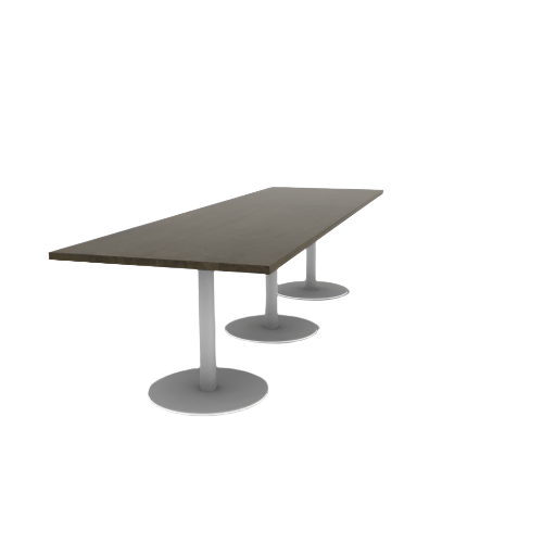 Proof 36" x 120" Rectangle Pedestal Cafe Table with Round Steel Base Set of 3 Solid Wood Top