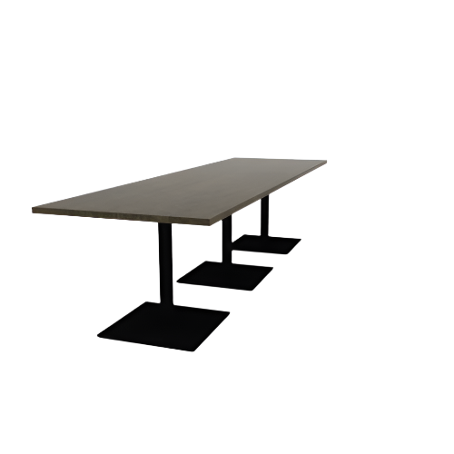 Proof 36" x 120" Rectangle Pedestal Cafe Table with Square Steel Base Set of 3 Solid Wood Top