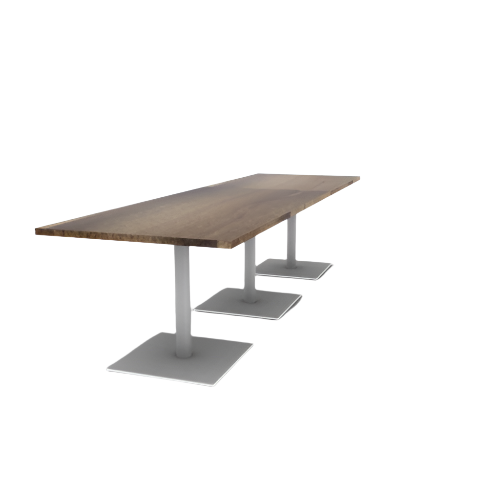 Proof 36" x 120" Rectangle Pedestal Cafe Table with Square Steel Base Set of 3 Solid Wood Top