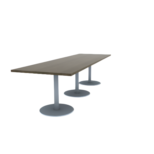 Proof 36" x 120" Rectangle Pedestal Cafe Table with Round Stainless Steel Base Set of 3 Solid Wood Top