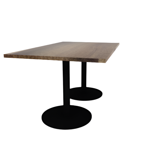 Proof 36" x 60" Rectangle Pedestal Cafe Table with Round Steel Base Pair Solid Wood Top