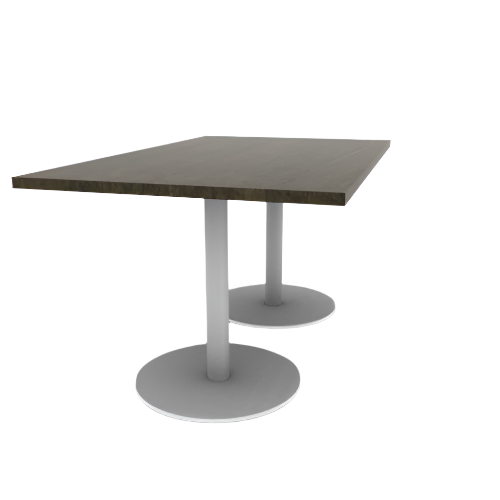 Proof 36" x 60" Rectangle Pedestal Cafe Table with Round Steel Base Pair Solid Wood Top