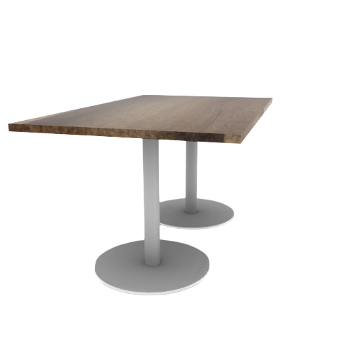 Proof 36" x 60" Rectangle Pedestal Cafe Table with Round Steel Base Pair Solid Wood Top