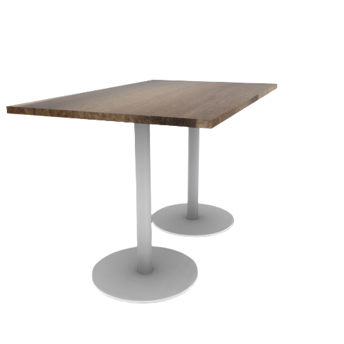 Proof 36" x 60" Rectangle Pedestal Counter Table with Round Steel Base Pair Solid Wood Top