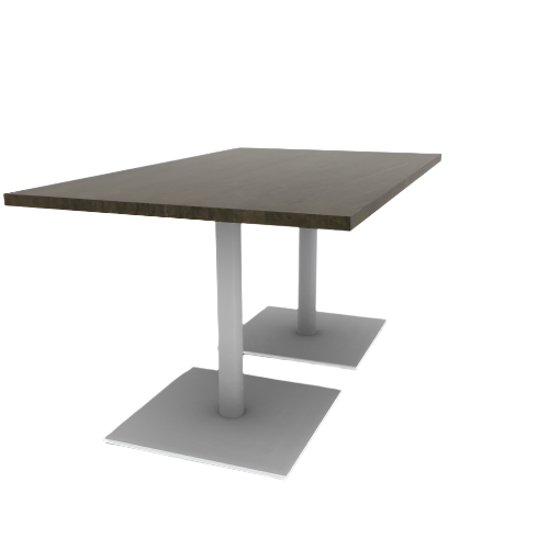 Proof 36" x 60" Rectangle Pedestal Cafe Table with Square Steel Base Pair Solid Wood Top