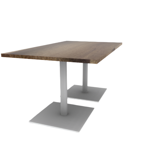 Proof 36" x 60" Rectangle Pedestal Cafe Table with Square Steel Base Pair Solid Wood Top