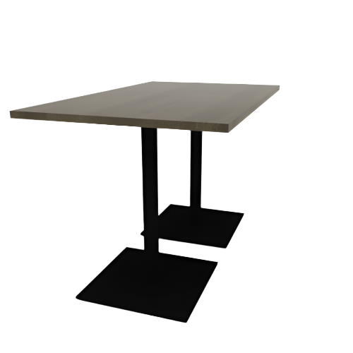 Proof 36" x 60" Rectangle Pedestal Counter Table with Square Steel Base Pair Solid Wood Top