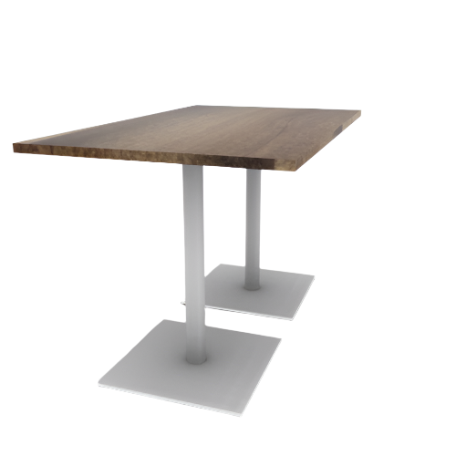 Proof 36" x 60" Rectangle Pedestal Counter Table with Square Steel Base Pair Solid Wood Top